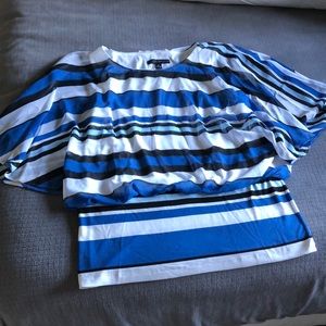 Flutter sleeve striped blouse